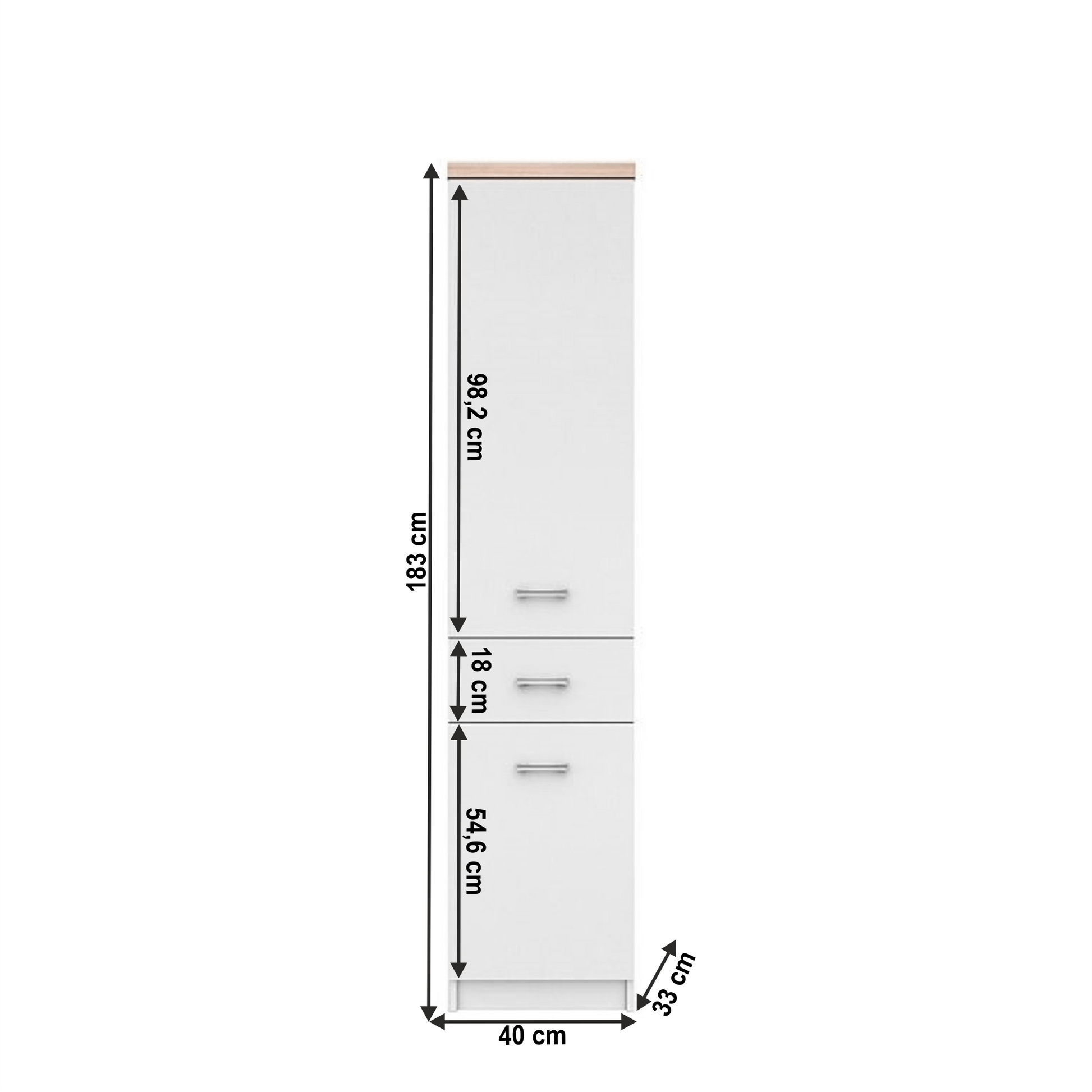 Dulap 2D1S, alb/stejar sonoma, TOPTY TYP 05