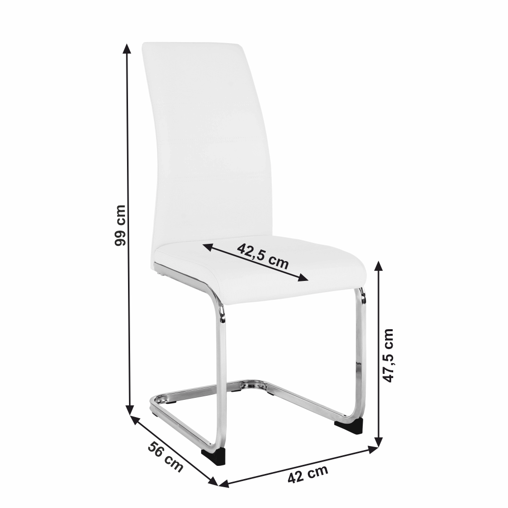 Scaun dining, alb / crom, VATENA