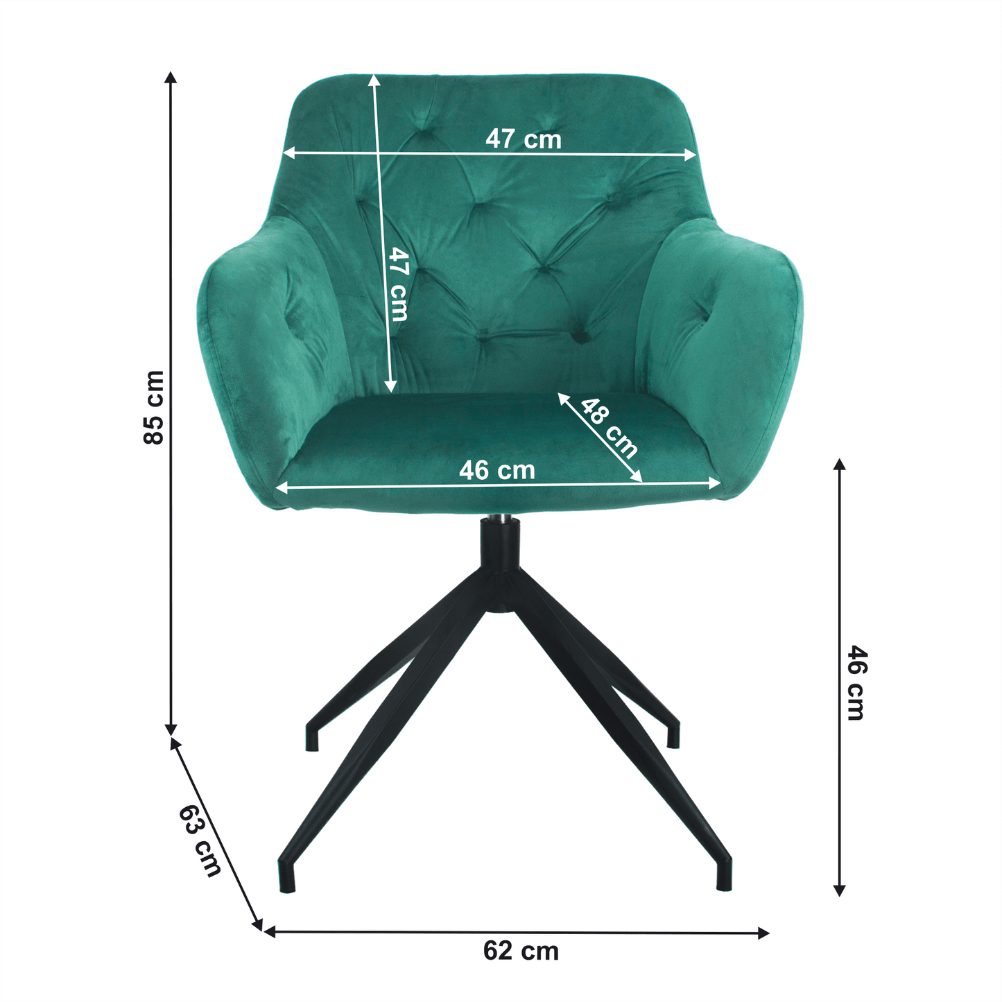 Scaun pivotant, ţesătură de catifea verde/negru, VELEZA NEW