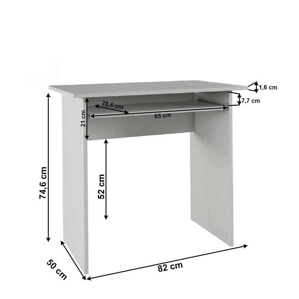 Masă PC, alb, VERNER NEW