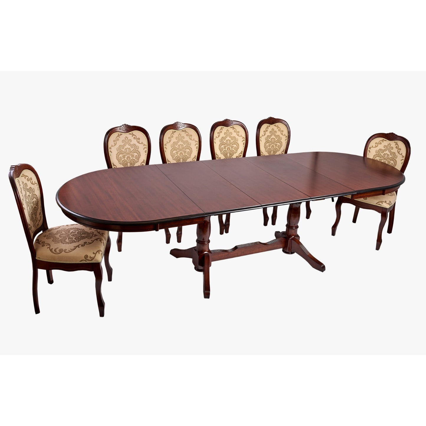 Masa extensibila Europa ovala lemn masiv 75 x 160/280 x 100 cm, wenge -8659
