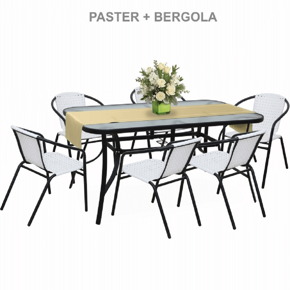 Masă dining, sticlă securizată/oţel, 150x90 cm, PASTER